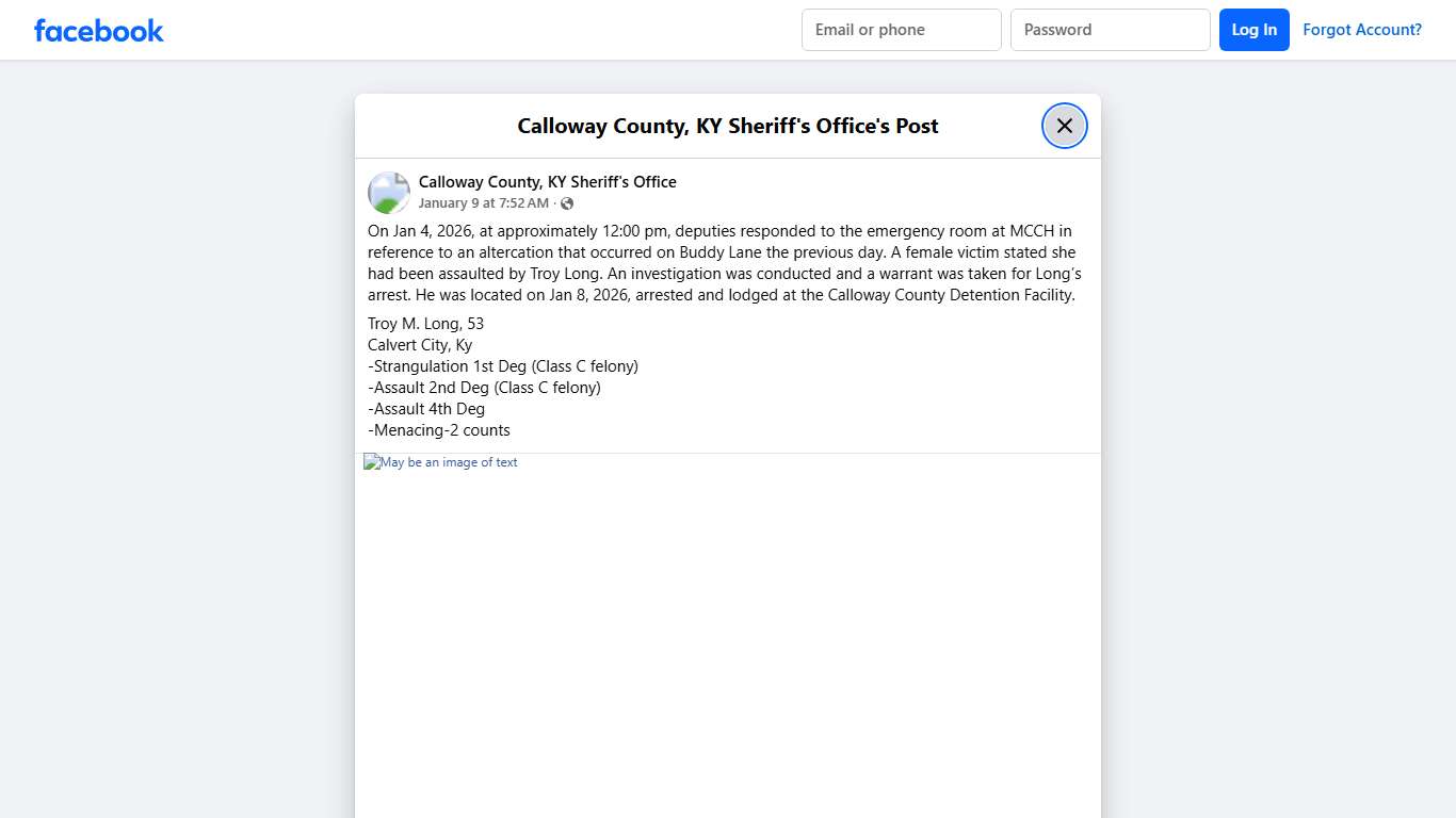 On Jan 4, 2026, at... - Calloway County, KY Sheriff's Office Facebook
